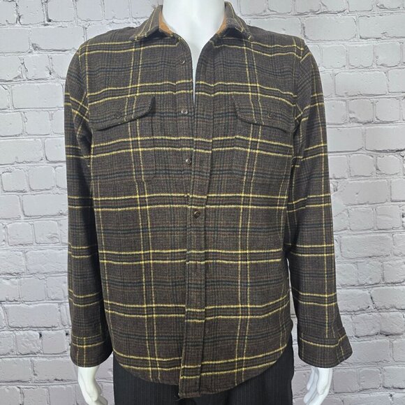 Lucky Brand Brown Plaid Wool Blend Workshirt, Men's Medium - Picture 2 of 9